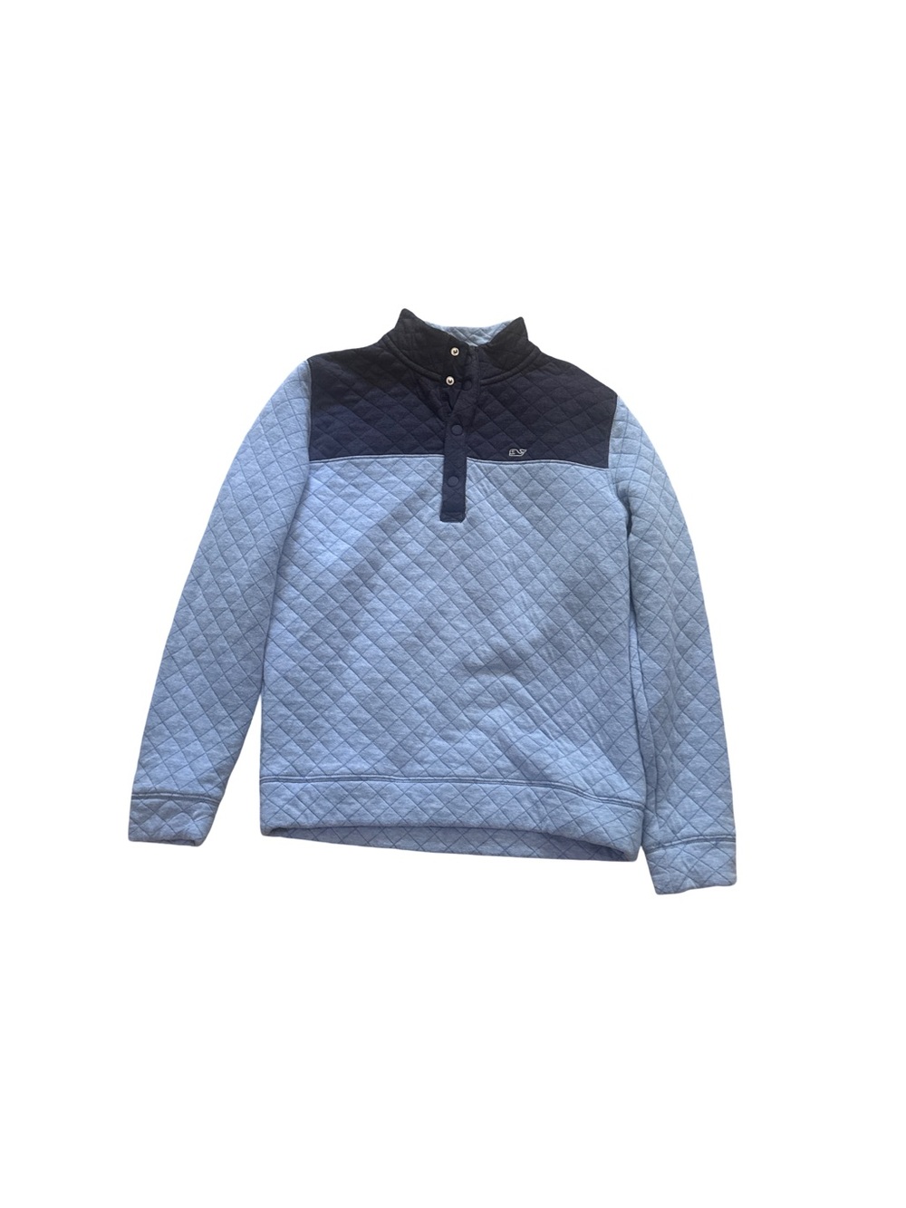 Vineyard Vines Light Blue Quilted Half-Zip with Navy Yoke
